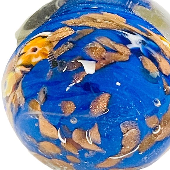 Murano Glass Blue Orange Glass Bottle Stopper Mullti Cover 3 1/3" - Picture 7 of 7